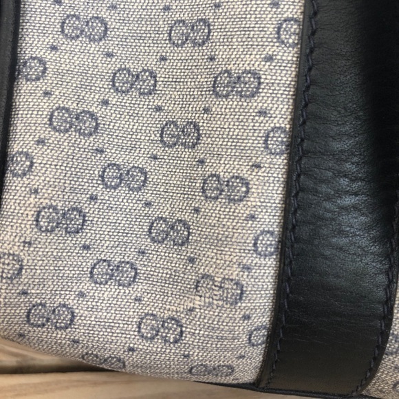 Gucci Navy Microguccissima satchel bag 1980s VTG - Picture 13 of 16